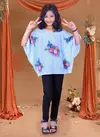 Sky Blue Colour Kids Kaftan With Pant Ethnic Wear Cotton Printed Girls Wear Collection Rumani 06